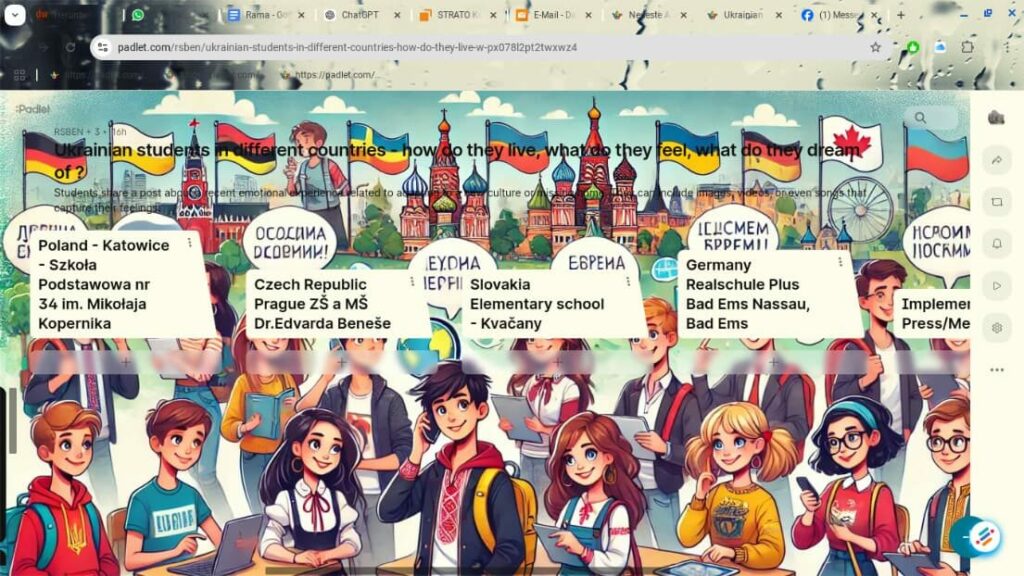 Screenshot der Website mit Infos über den Schulalltag Ukrainischer Studenten